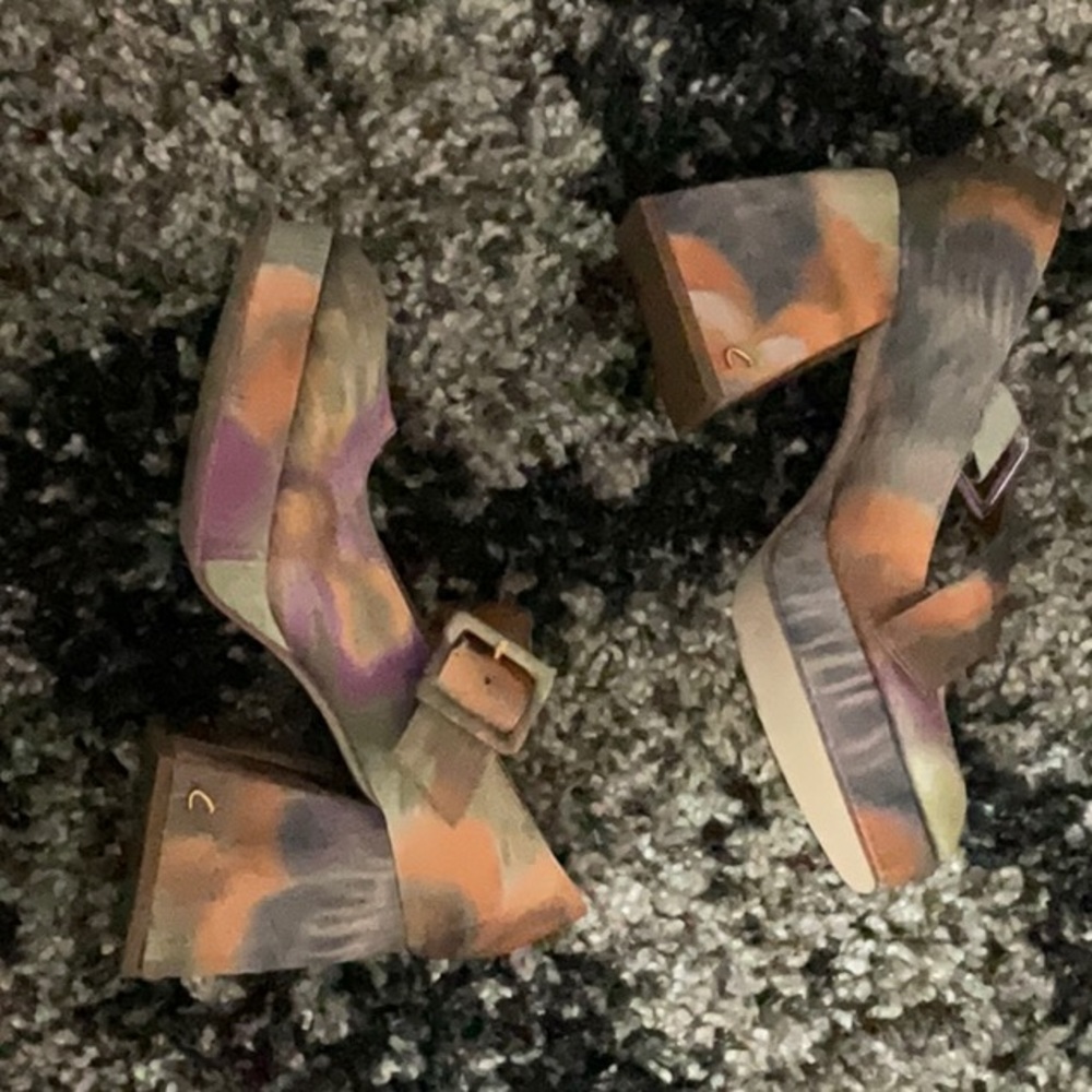 Circus by Sam Edelman Multicolor Tie-Dye Platform Buckle Mules